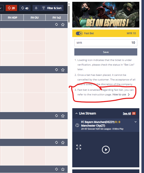 Players will see the "Bet Again" button on the middle right portion of the screen after placing a bet.