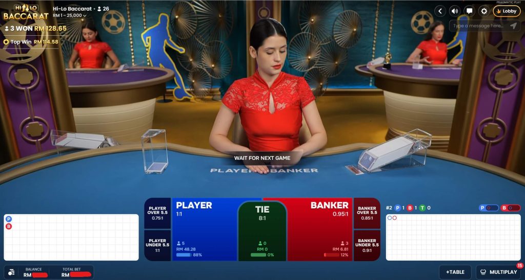 Hi-lo-baccarat interface