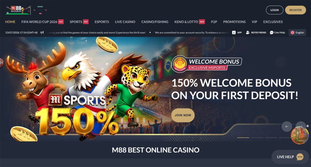 M88 Mansion Homepage header
